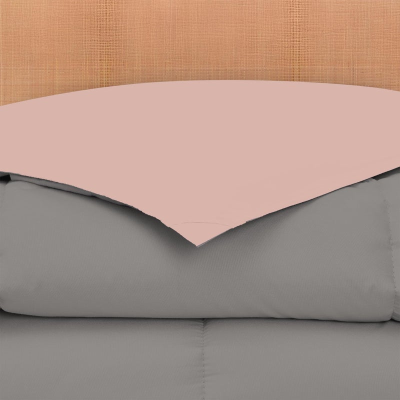 Modern Threads Down Alternative Reversible Comforter Charcoal Gray/Blush Queen - Image 3